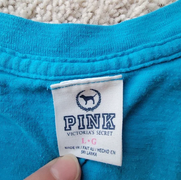 PINK Victoria's Secret Teal V-Neck Tee - Picture 3 of 4